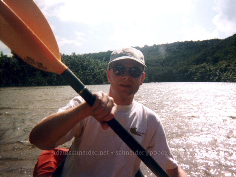 Adam paddling up the Wailua River [Wailua River State Park, Wailua, Kaua'i, Hawaii]