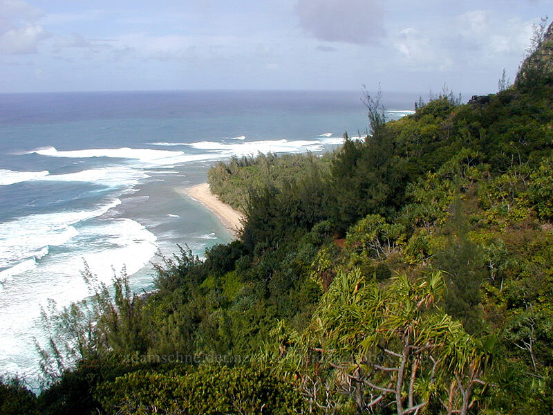 looking back toward Ke'e Beach [Kalalau Trail, Na Pali Coast State Park, Kaua'i, Hawaii]