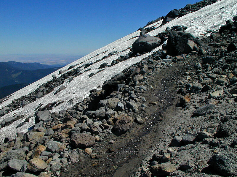 snowmelt running down the trail [Cooper Spur Trail, Mt. Hood Wilderness, Hood River County, Oregon]