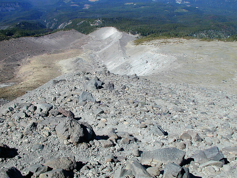ill-defined trail along the edge of the moraine [Cooper Spur Trail, Mt. Hood Wilderness, Hood River County, Oregon]
