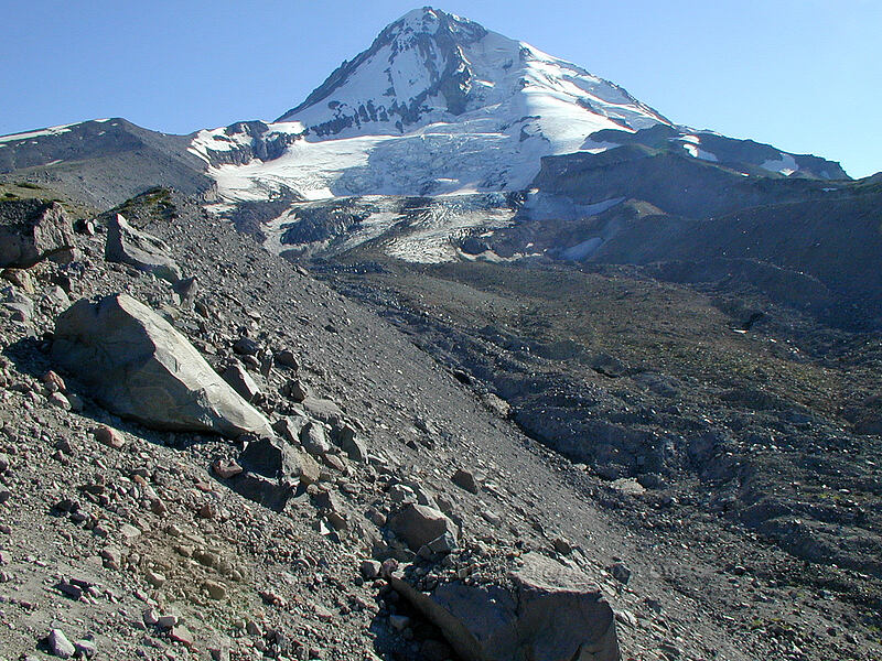 Mount Hood & Eliot Glacier [Eliot Glacier moraine, Mt. Hood Wilderness, Hood River County, Oregon]