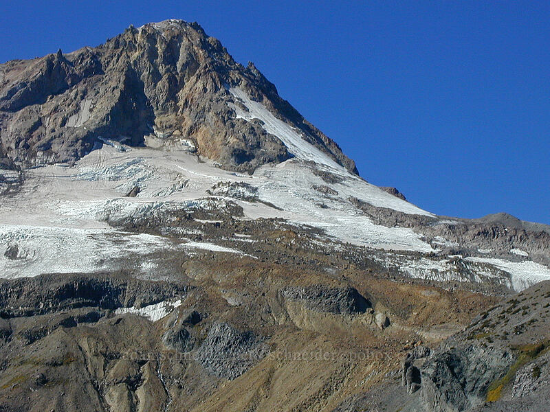 Mt. Hood's summit above Cooper Spur [Gnarl Ridge, Mt. Hood Wilderness, Hood River County, Oregon]