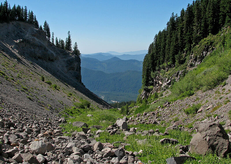 view down Rushingwater Canyon [Rushingwater Canyon, Mt. Hood Wilderness, Clackamas County, Oregon]
