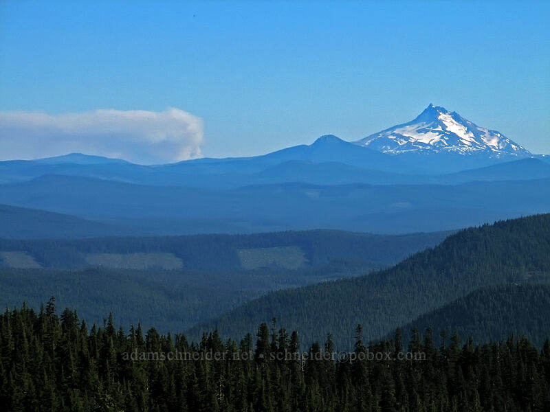 Black Crater Fire & Mount Jefferson [East rim of Zigzag Canyon, Mt. Hood Wilderness, Clackamas County, Oregon]