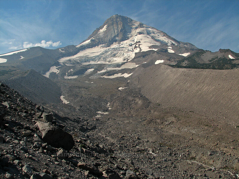 Mount Hood [east moraine of Eliot Glacier, Mt. Hood Wilderness, Hood River County, Oregon]