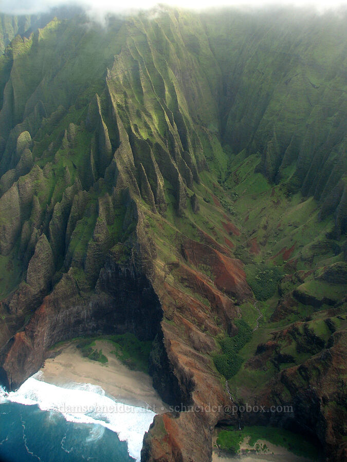 Honopu Valley [airplane tour, Kaua'i, Hawaii]