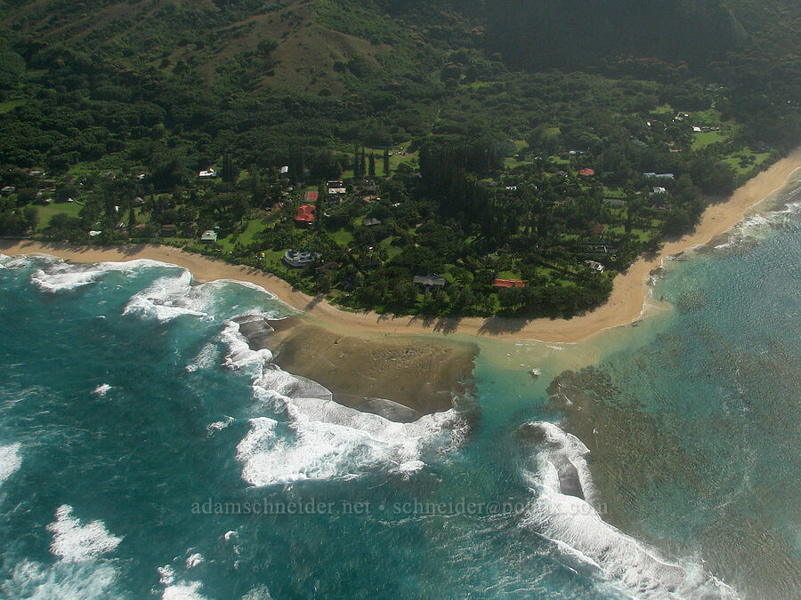 Ha'ena Point & Tunnels Beach [airplane tour, Kaua'i, Hawaii]