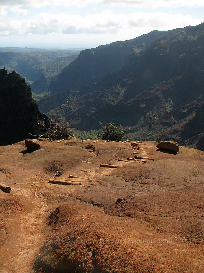 stairs on the trail [Canyon Trail, Koke'e State Park, Kaua'i, Hawaii]