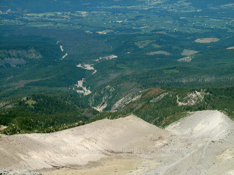 remnants of debris flows in Eliot Creek [Cooper Spur trail, Mt. Hood Wilderness, Hood River County, Oregon]