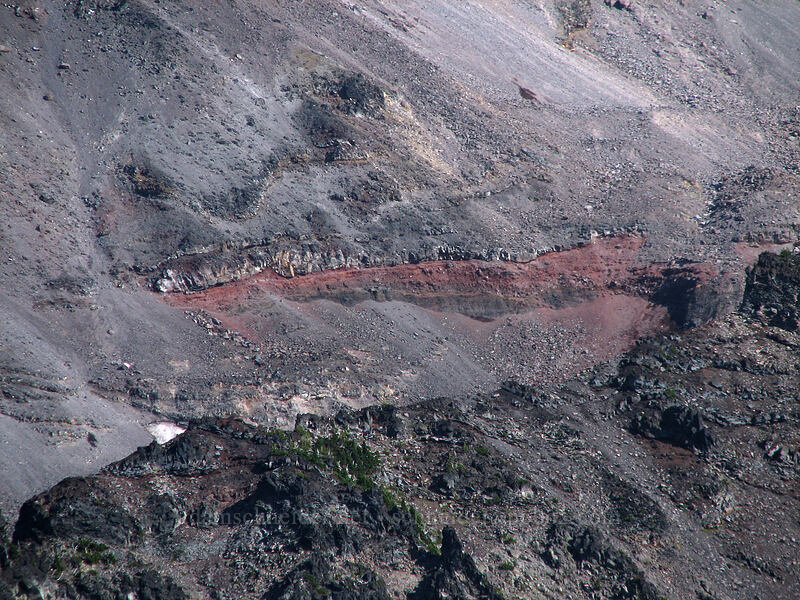 reddish rock above Russell Glacier [Whitewater Trail, Mt. Jefferson Wilderness, Marion County, Oregon]