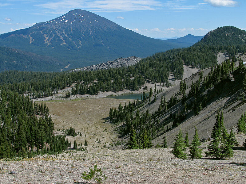 Mount Bachelor, Moraine Lake, & Devil's Hill [South Sister Trail, Three Sisters Wilderness, Deschutes County, Oregon]