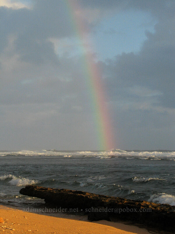 sunrise rainbow [Larsen's Beach, Kilauea, Kaua'i, Hawaii]