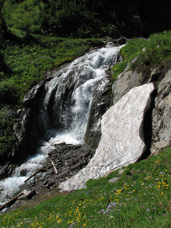 waterfall and snow on Clark Creek [Timberline Trail, Mt. Hood National Forest, Hood River, Oregon]
