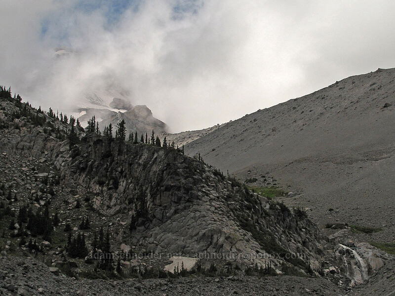 Mount Hood, mostly obscured by clouds [TImberline Trail, Mt. Hood National Forest, Hood River, Oregon]