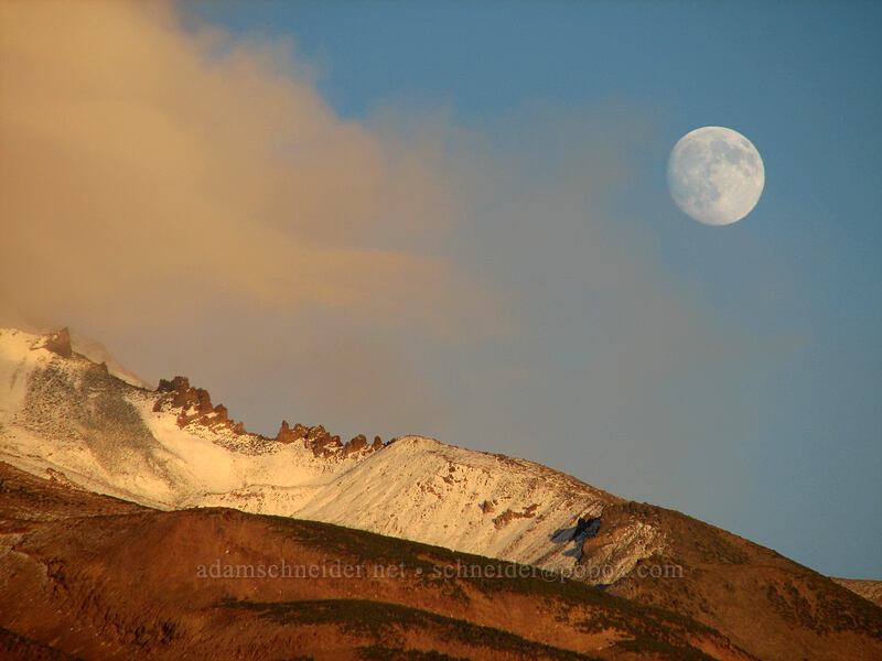 moonrise over Mt. Shasta [South Weed Blvd., Weed, Siskiyou County, California]