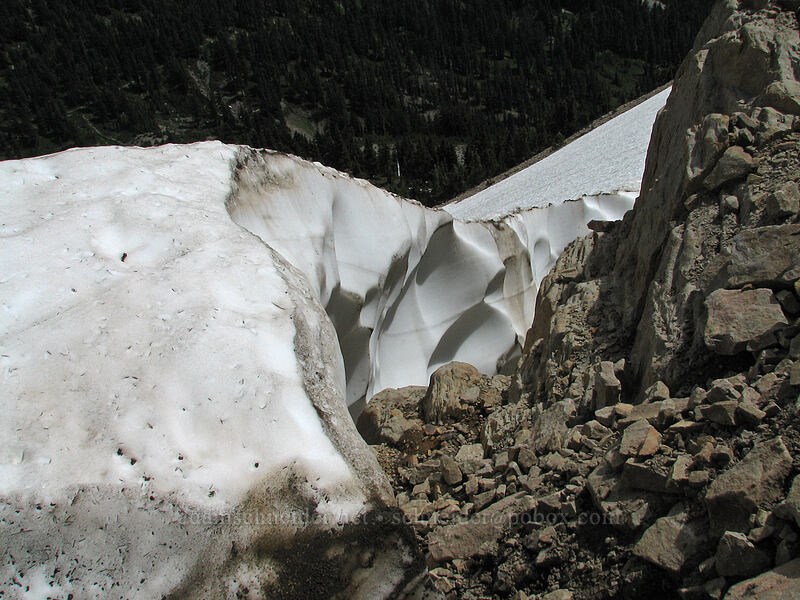 top of a big snowfield [below Park Butte, Mt. Jefferson Wilderness, Marion County, Oregon]