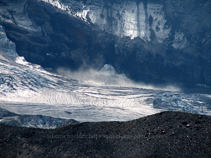 collapsing ice [High Camp Trail, Mt. Adams Wilderness, Skamania County, Washington]