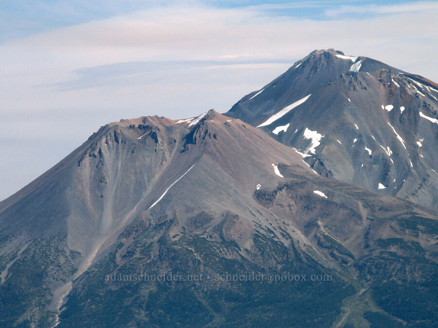 Shastina & Mount Shasta [summit of Mt. Eddy, Shasta-Trinity National Forest, Trinity County, California]