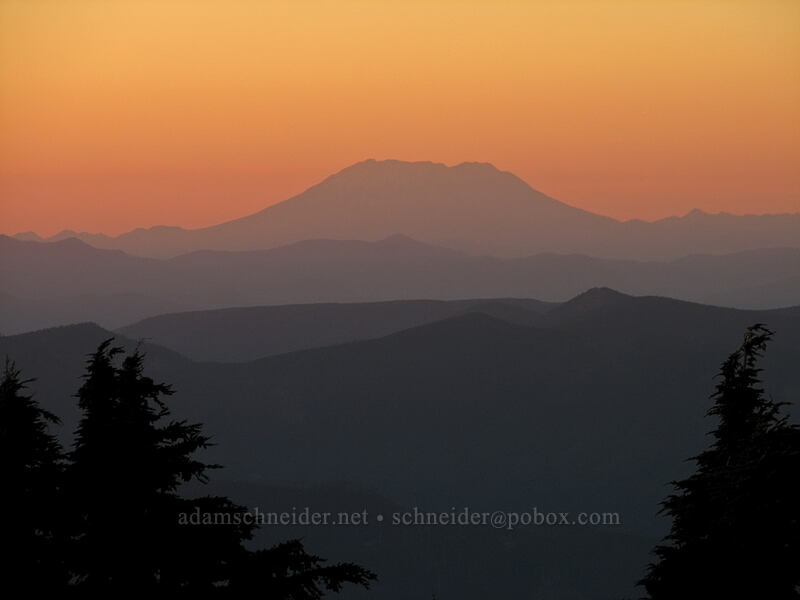 Mt. St. Helens at sunset [above Wy'East Basin, Mt. Hood Wilderness, Hood River County, Oregon]