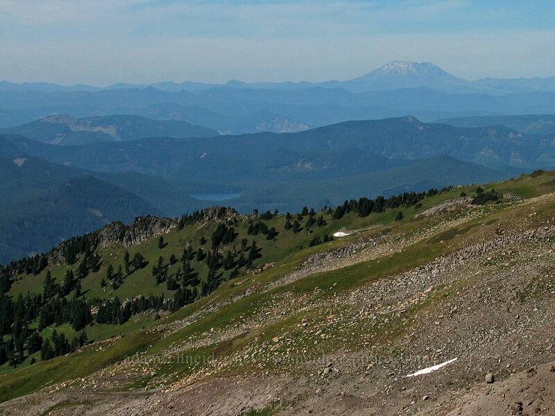 view toward Mount St. Helens [west rim of Zigzag Canyon, Mt. Hood Wilderness, Clackamas County, Oregon]