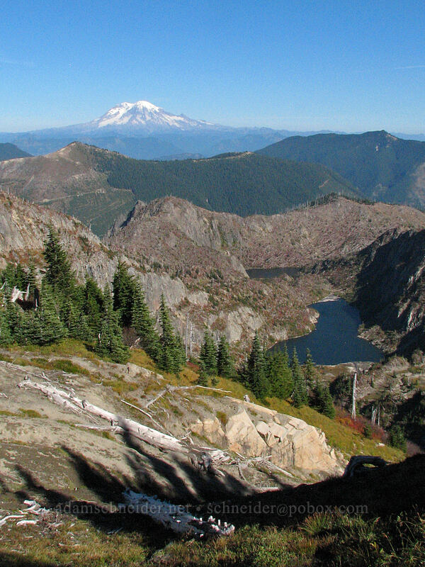 Boot Lake, Twin Lakes, & Mount Rainier [Boundary Trail, Mt. St. Helens National Volcanic Monument, Skamania County, Washington]