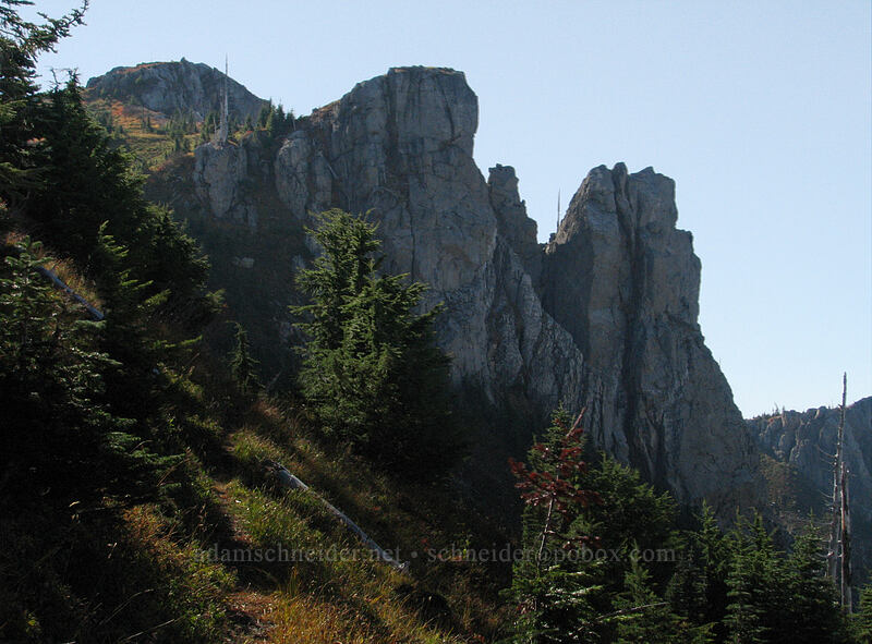 rocky spires northeast of Mt. Margaret [Mt. Whittier Trail, Mt. St. Helens National Volcanic Monument, Skamania County, Washington]