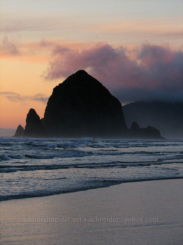 Haystack Rock at sunset [Tolovana Park, Cannon Beach, Clatsop County, Oregon]