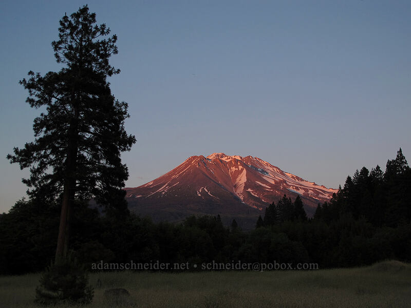 sunset on Mt. Shasta [Boles Street, Weed, Siskiyou County, California]
