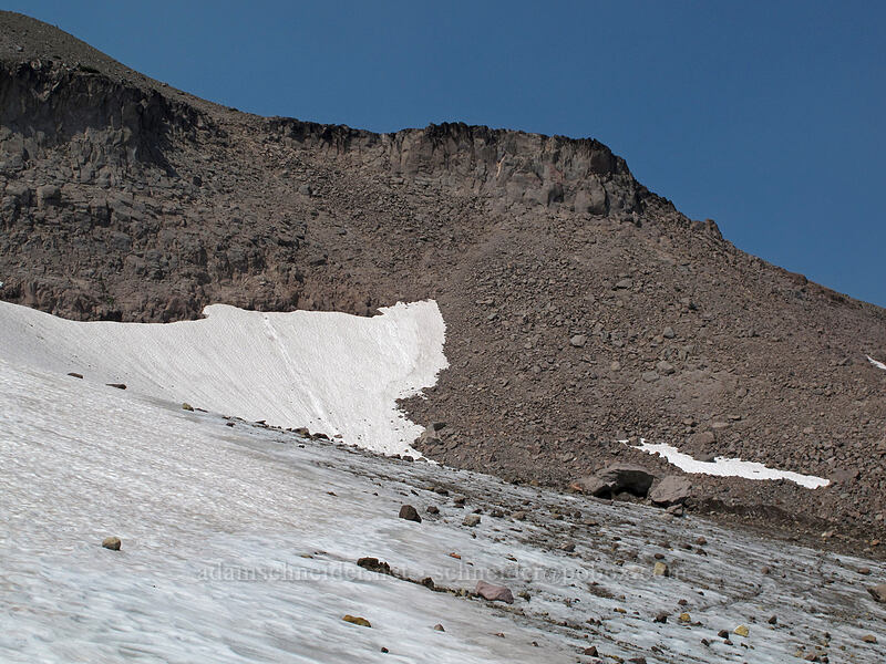 cliffs above the west side of the glacier [Eliot Glacier, Mt. Hood Wilderness, Hood River County, Oregon]