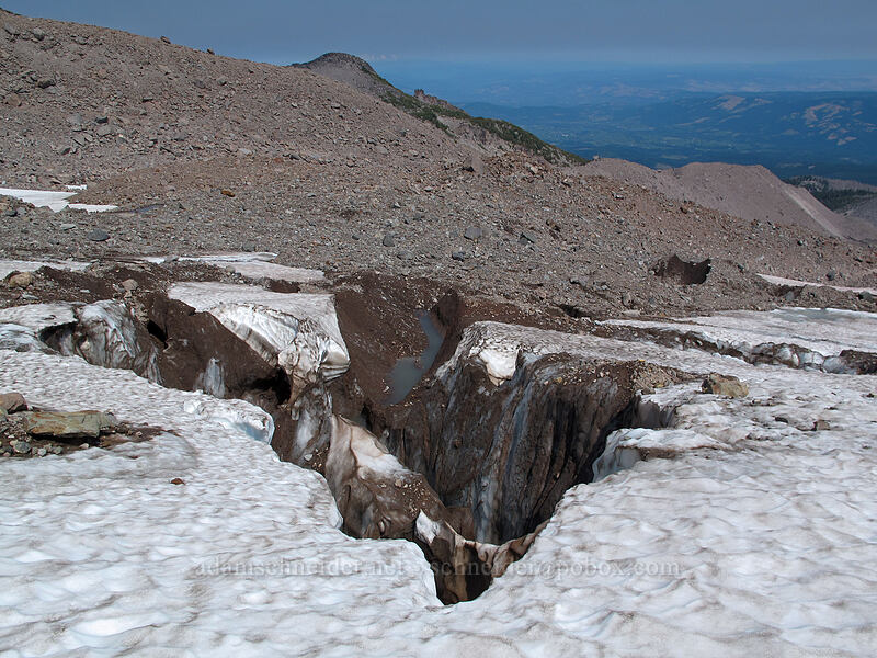 lower end of a huge crevasse [Eliot Glacier, Mt. Hood Wilderness, Hood River County, Oregon]