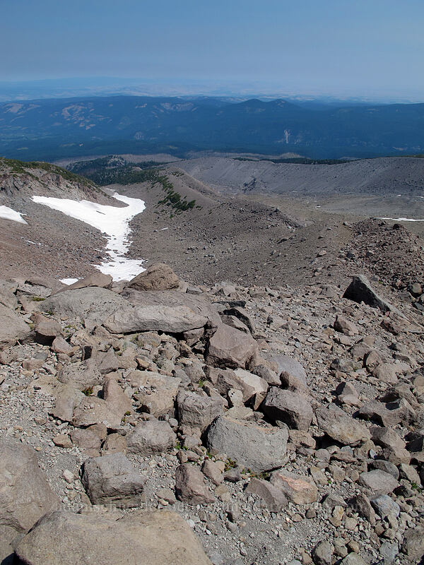 view from the west moraine [Eliot Glacier moraine, Mt. Hood Wilderness, Hood River County, Oregon]