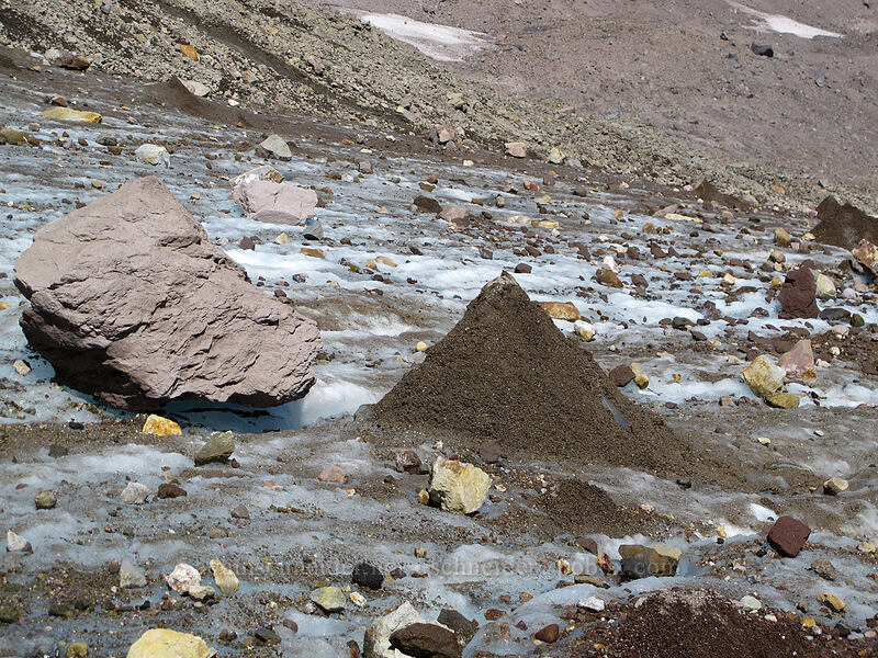 sandy icy mound [Eliot Glacier, Mt. Hood Wilderness, Hood River County, Oregon]