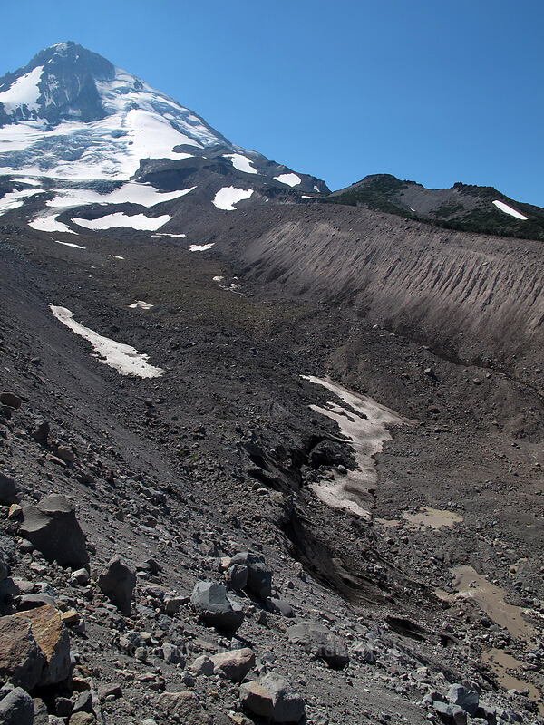 Mount Hood & Eliot Glacier [Eliot Glacier moraine, Mt. Hood Wilderness, Hood River County, Oregon]