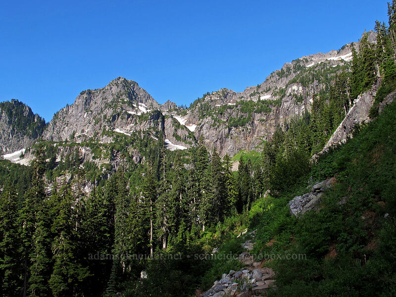 Bryant Peak & cliffs above Source Lake [Source Lake Overlook Trail, Snoqualmie National Forest, King County, Washington]