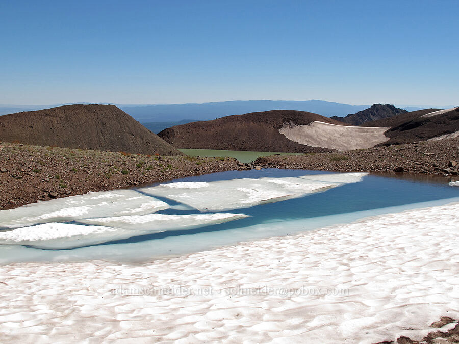 blue pool of meltwater [east side of Broken Top, Three Sisters Wilderness, Deschutes County, Oregon]
