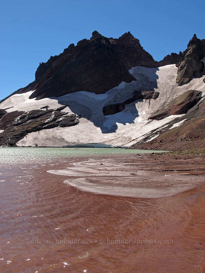 edge of No-Name Lake [east side of Broken Top, Three Sisters Wilderness, Deschutes County, Oregon]