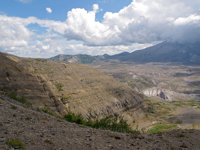 pumice plain & clouds [Boundary Trail, Mt. St. Helens National Volcanic Monument, Skamania County, Washington]