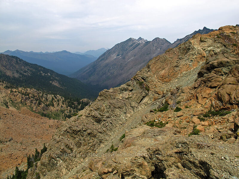 view to the northwest [Ingalls-Stuart Ridge, Alpine Lakes Wilderness, Chelan County, Washington]