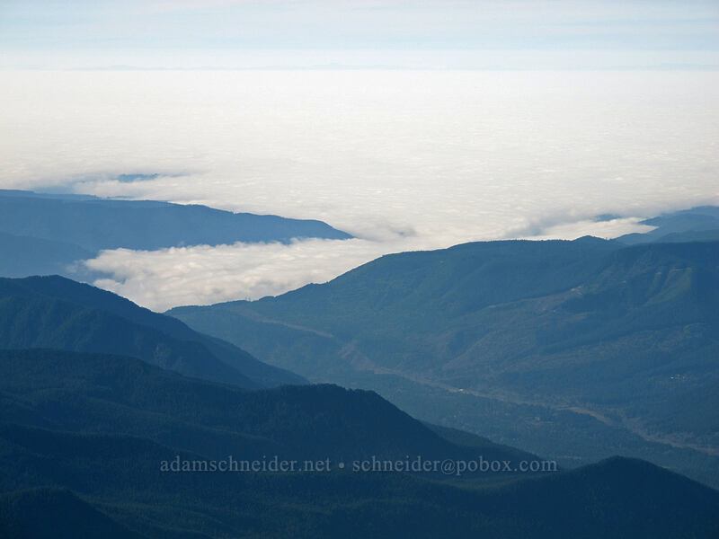 still foggy in Portland [Zigzag Glacier, Mt. Hood Wilderness, Clackamas County, Oregon]