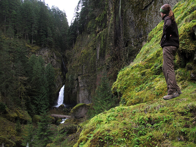 Kristin & Wahclella Falls [Tanner Creek Valley, Columbia River Gorge, Multnomah County, Oregon]