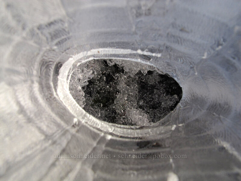 hole in the ice [Sandy River Trail, Mt. Hood National Forest, Clackamas County, Oregon]