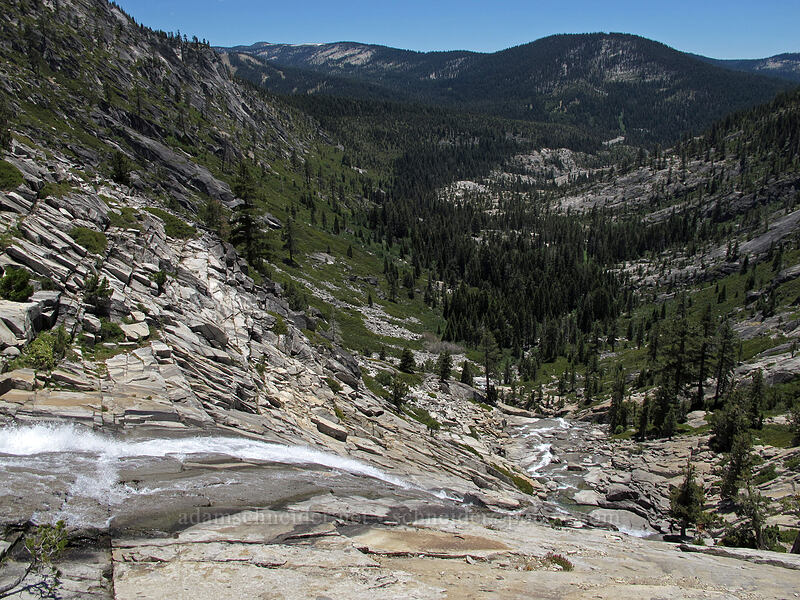 Horsetail Falls from above [Pyramid Creek, Desolation Wilderness, El Dorado County, California]