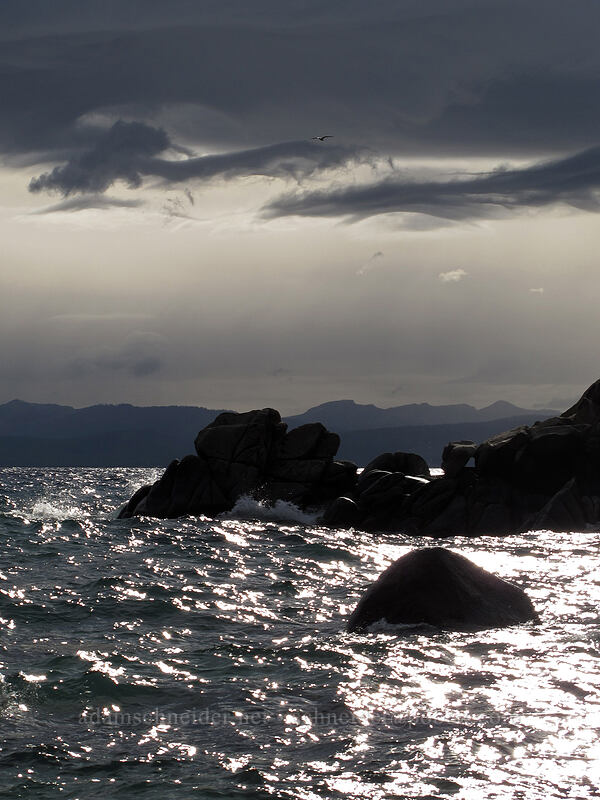 shredded clouds and stormy rocks [Secret Harbor, Lake Tahoe Basin, Carson City, Nevada]