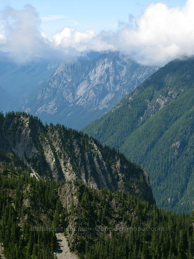 view to the northwest [above the Pacific Crest Trail, Alpine Lakes Wilderness, King County, Washington]
