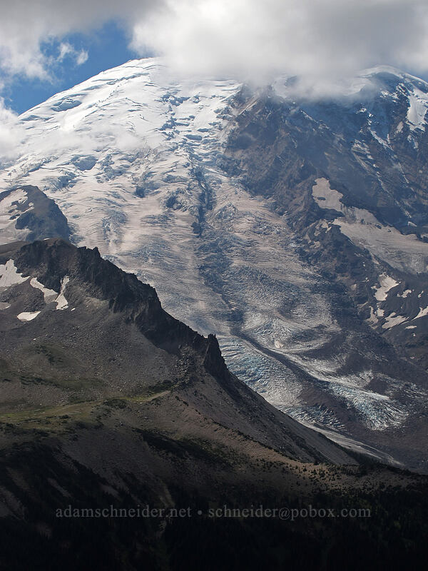 Mt. Rainier & Third Burroughs Mountain closeup [Skyscraper Mountain, Mount Rainier National Park, Pierce County, Washington]