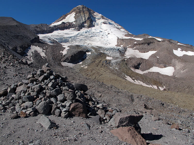cairn on Eliot Glacier's east moraine [Cooper Spur, Mt. Hood Wilderness, Hood River County, Oregon]