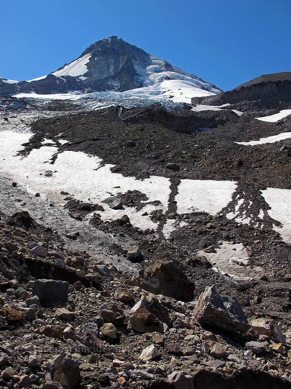 debris flows on snow [Eliot Glacier, Mt. Hood Wilderness, Hood River County, Oregon]