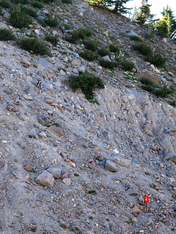 hikers at the west rope [Eliot Creek Valley, Mt. Hood Wilderness, Hood River County, Oregon]