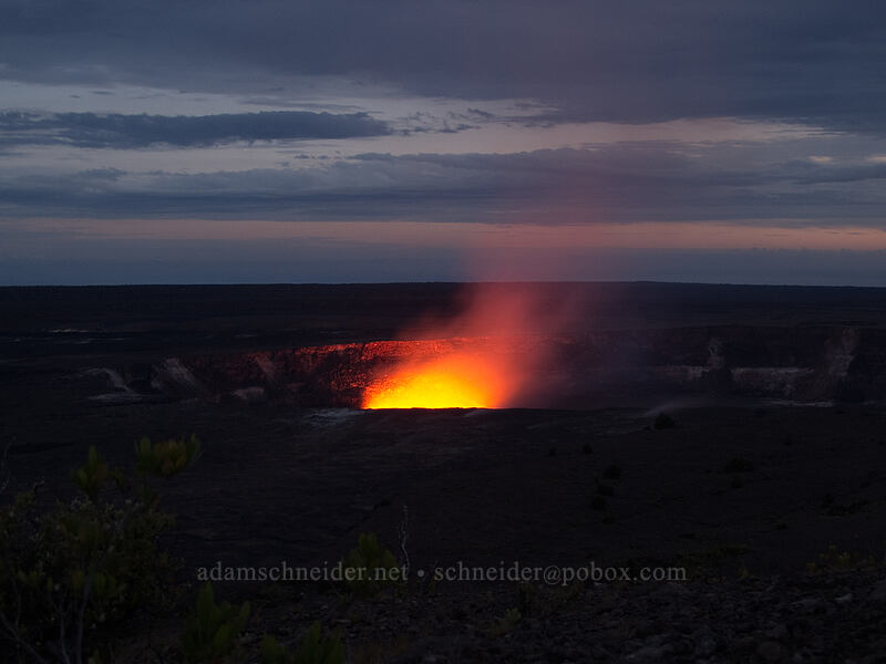 glow from lava in Halema'uma'u Crater [Jaggar Museum, Hawaii Volcanoes National Park, Big Island, Hawaii]