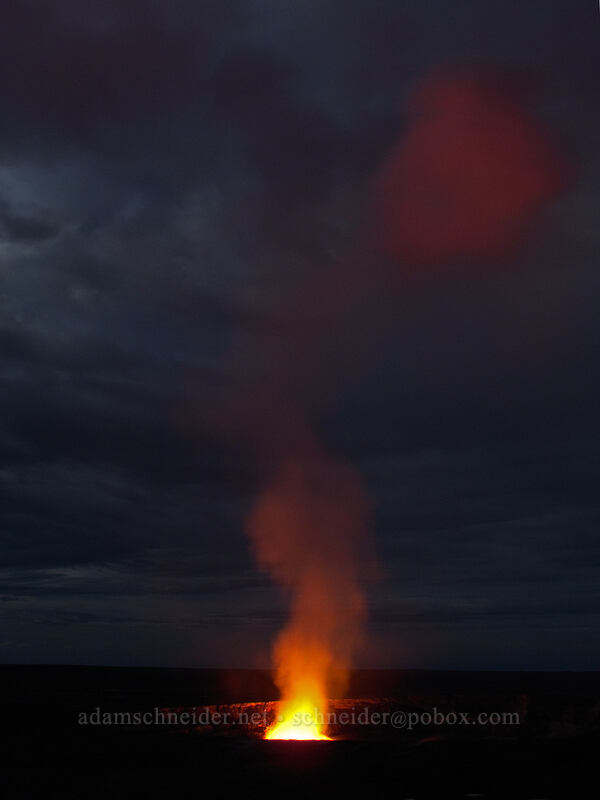 glow from lava in Halema'uma'u Crater [Jaggar Museum, Hawaii Volcanoes National Park, Big Island, Hawaii]